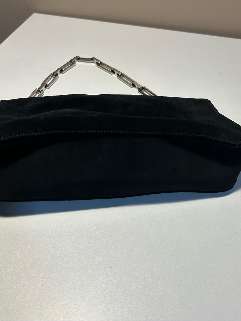 Nina Ricci Black Suede Shoulder Bag with Silver Chain Strap Party Event bag - Picture 3 of 12